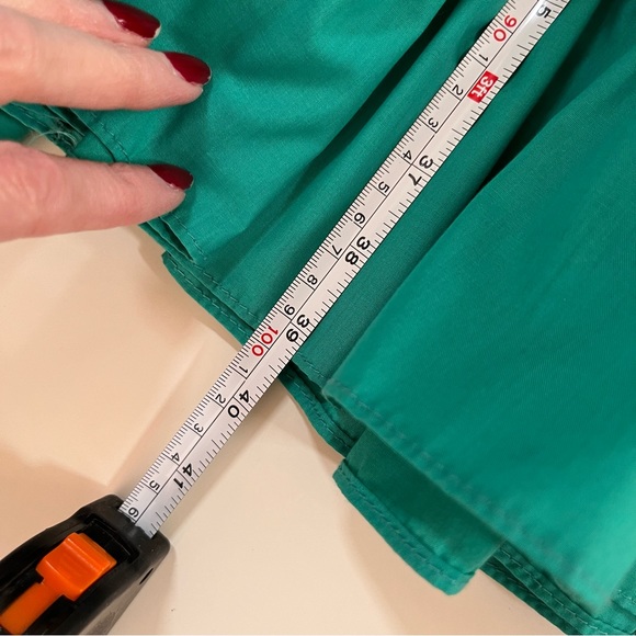Vintage Cottagecore Full Skirt Ribbon detail green teal Party Dress Country Sm - Picture 12 of 17